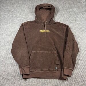 Empire Hoodie Men's M Corduroy Brown Embroidered Logo Pullover Skater Street